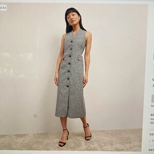 MM.LaFleur NWT Gingham Sleeveless Button-Front Midi Dress